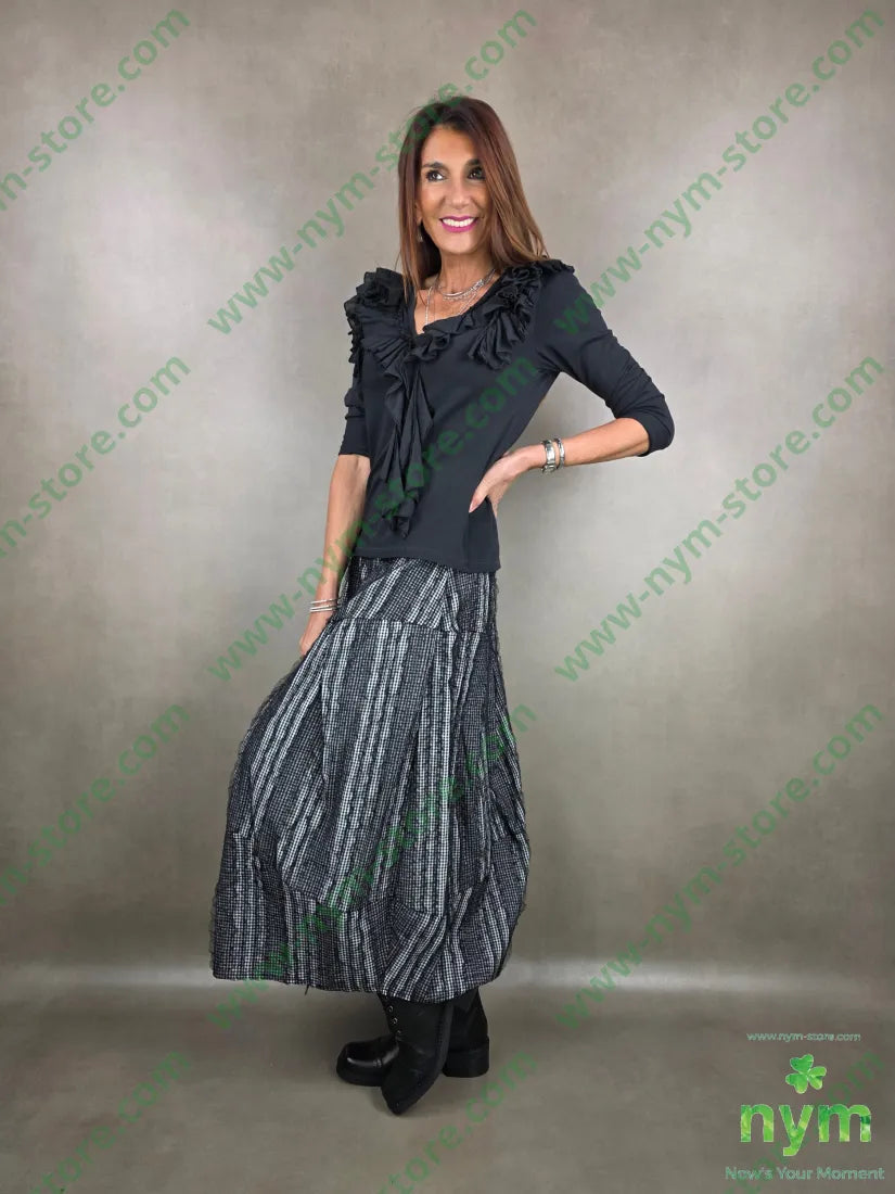 gonna vichy e tulle 93co7pl U / NERO / PE26 GONNA