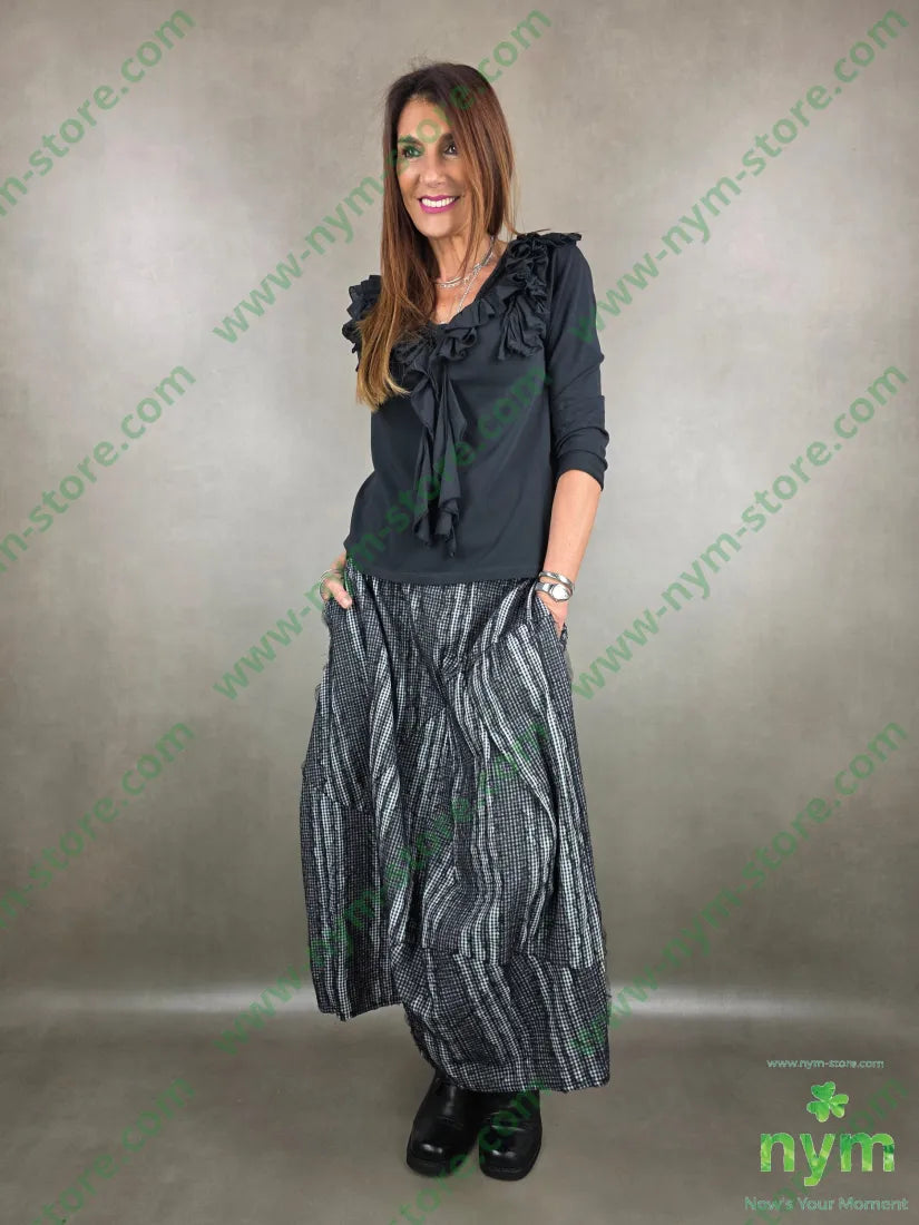 gonna vichy e tulle 93co7pl U / NERO / PE26 GONNA