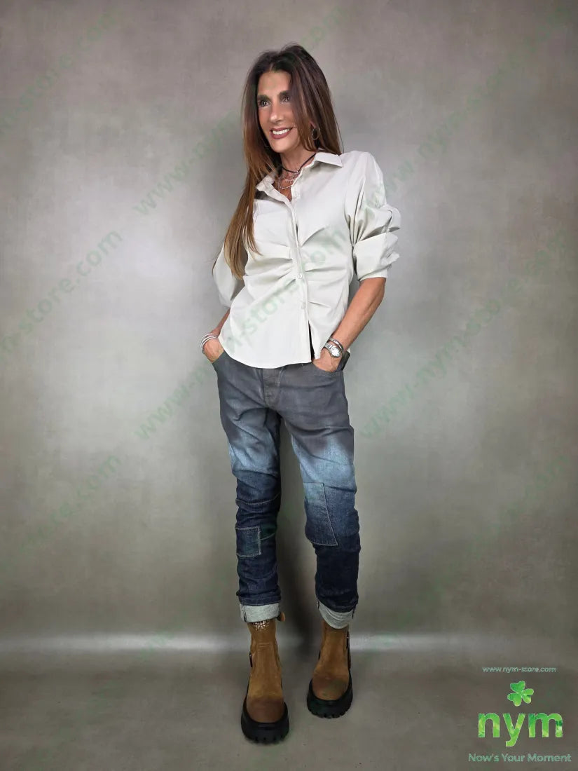 jeans a spruzzo marrone 98co2ea PANTALONE