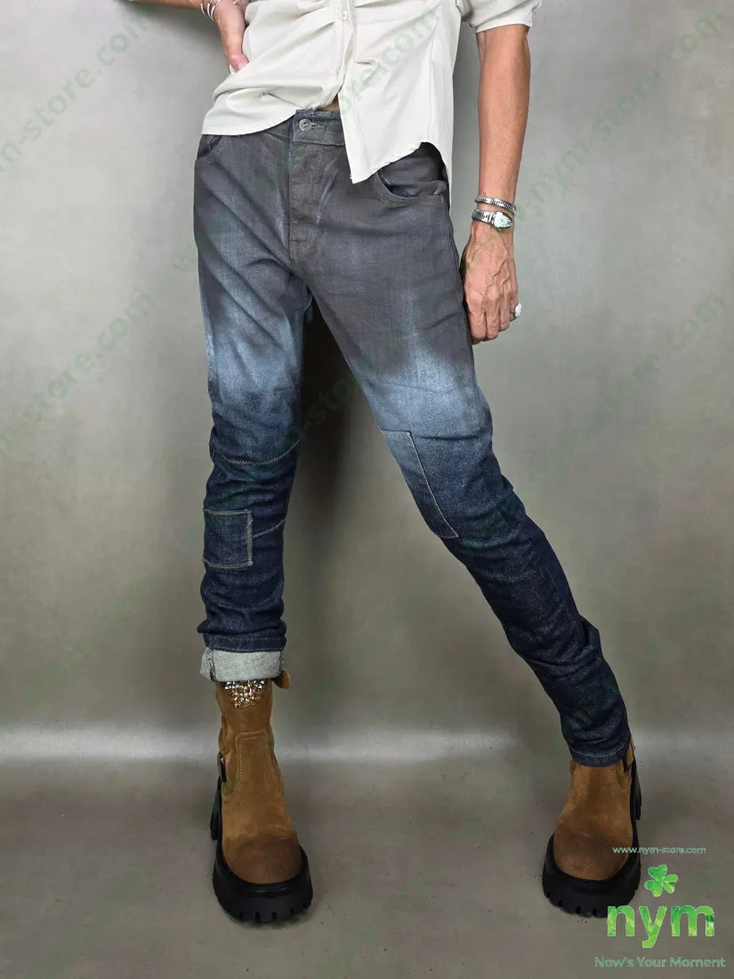 jeans a spruzzo marrone 98co2ea S / MARRONE / AI25 PANTALONE