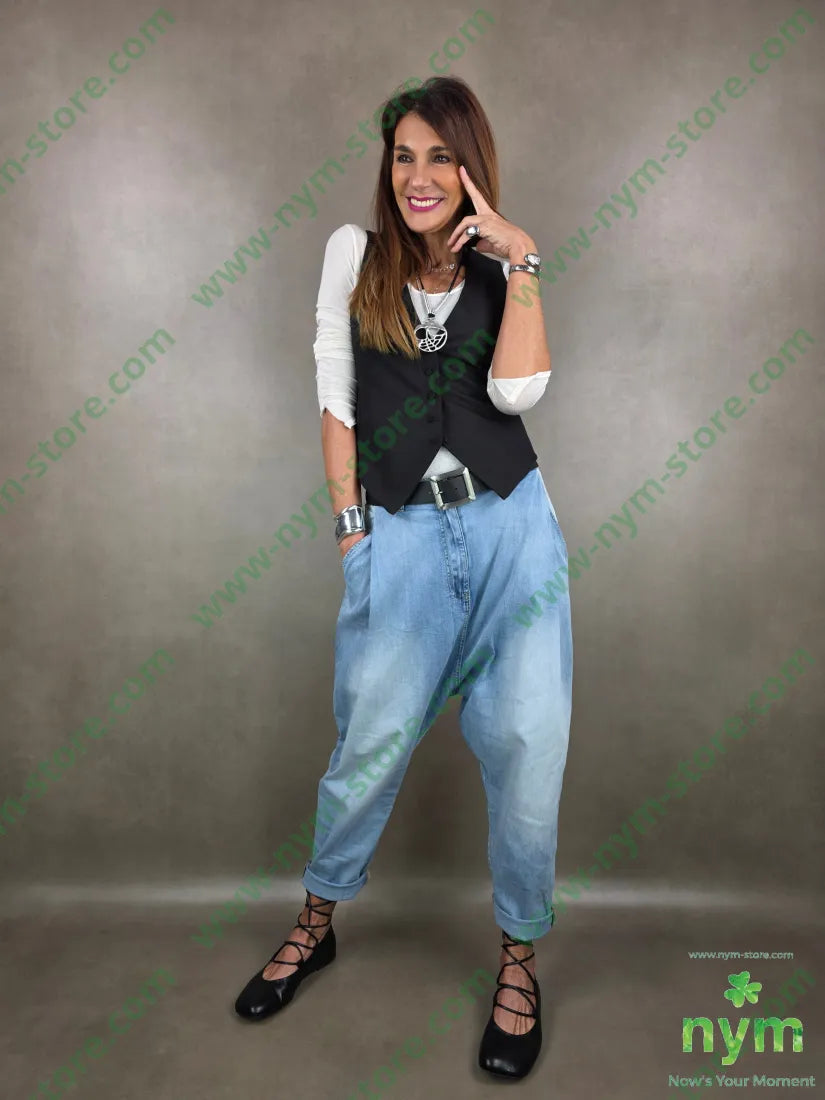 jeans due pinces cavallo basso 100co PANTALONE