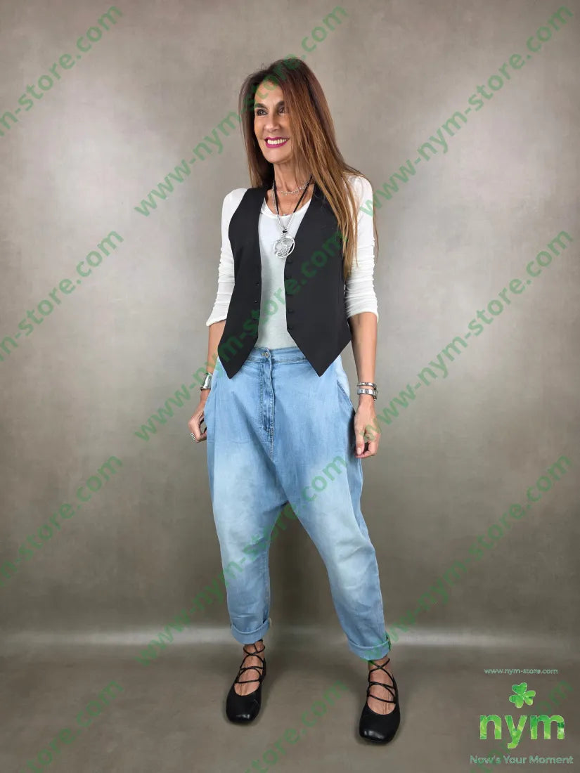jeans due pinces cavallo basso 100co PANTALONE