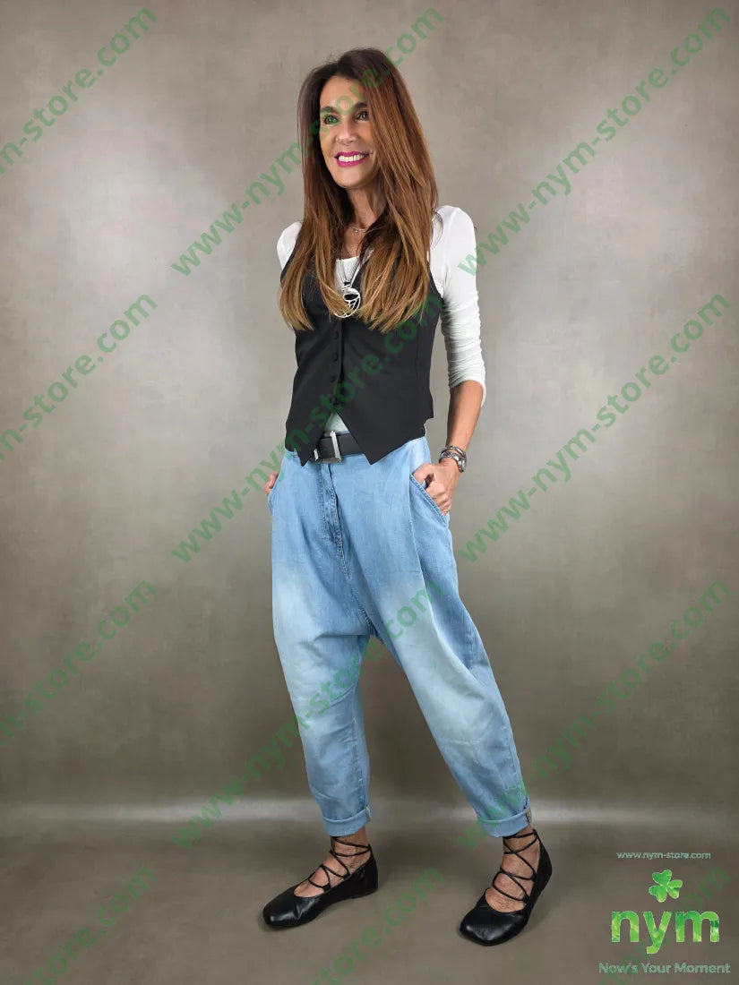 jeans due pinces cavallo basso 100co PANTALONE