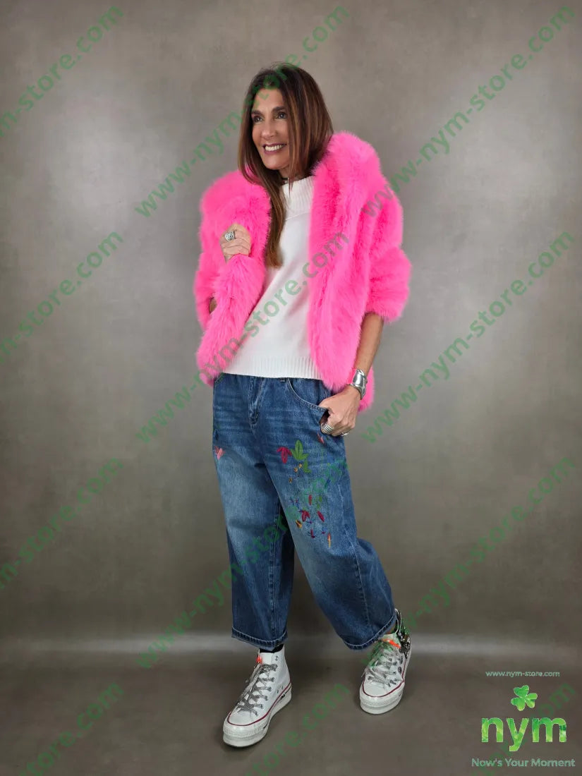 jeans foglie ricami 100co U / DENIM / PE25 PANTALONE