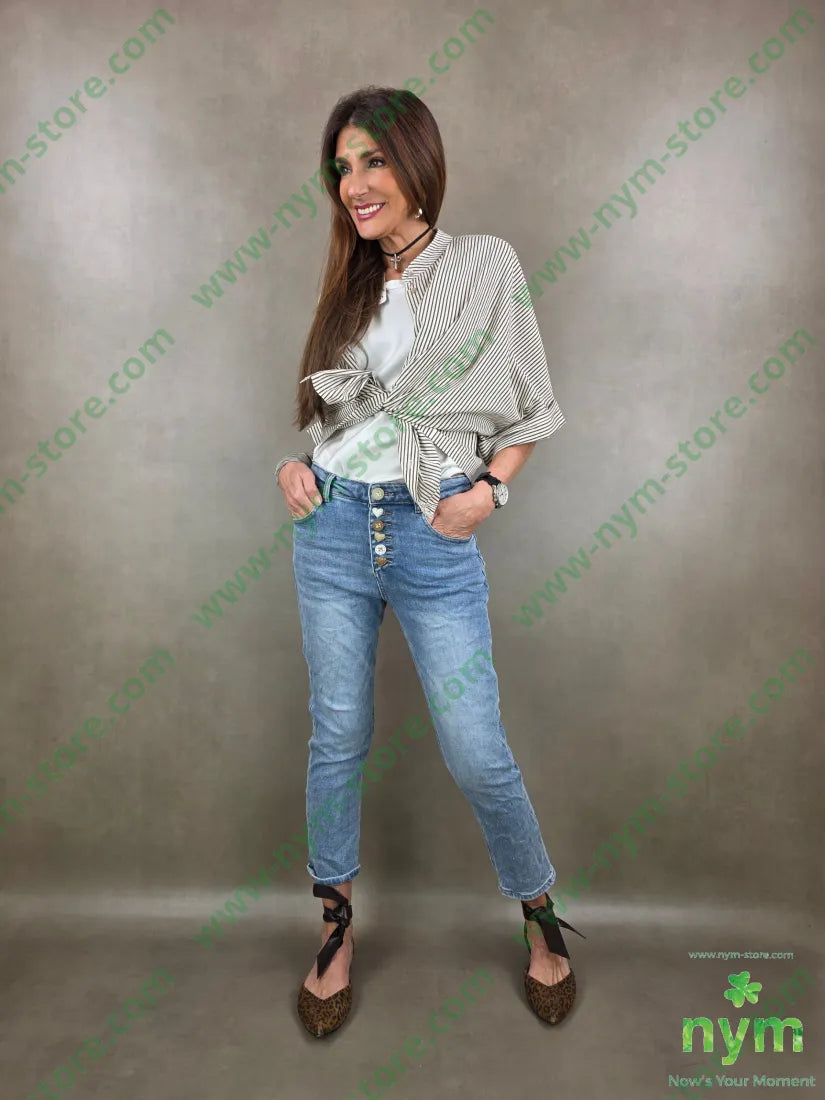jeans imbuto bottoni oro 98co2ea - PANTALONE