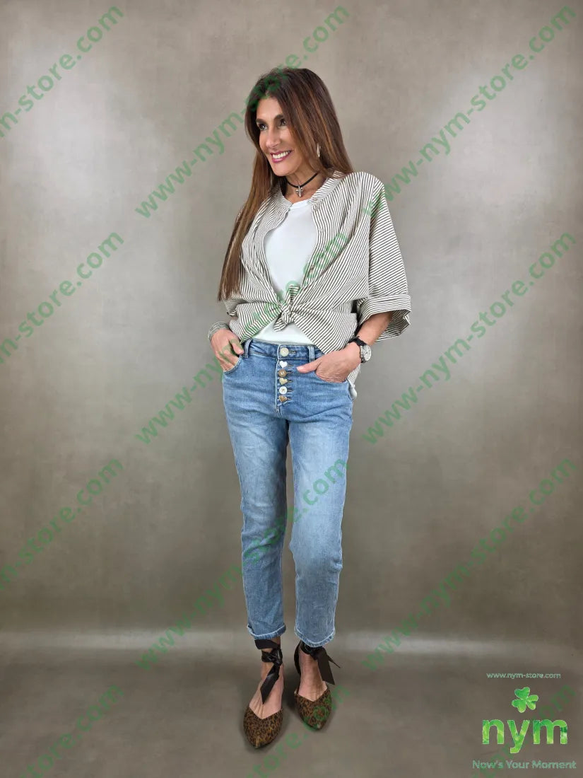 jeans imbuto bottoni oro 98co2ea - PANTALONE