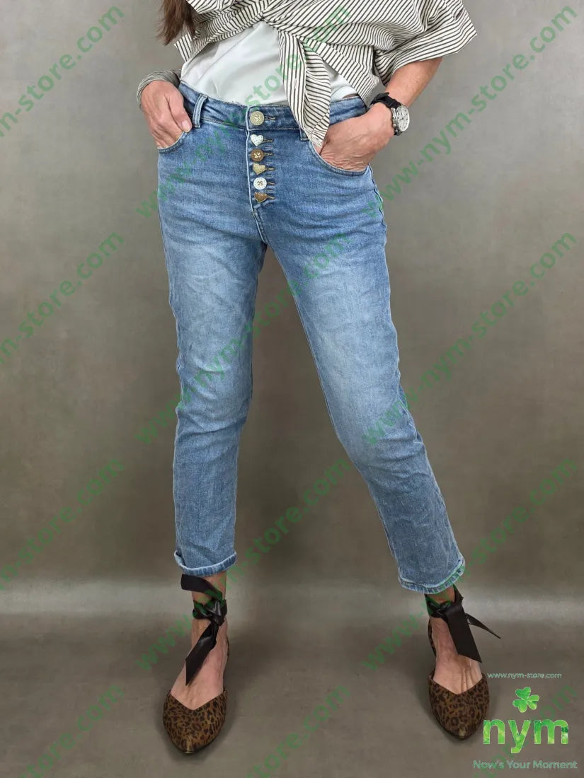 jeans imbuto bottoni oro 98co2ea - S / DENIM / PE26 - PANTALONE