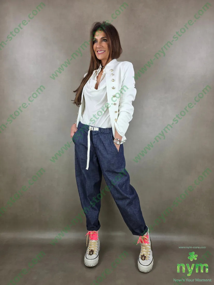 jeans inserto fettuccia 76co20pl4li - PANTALONE