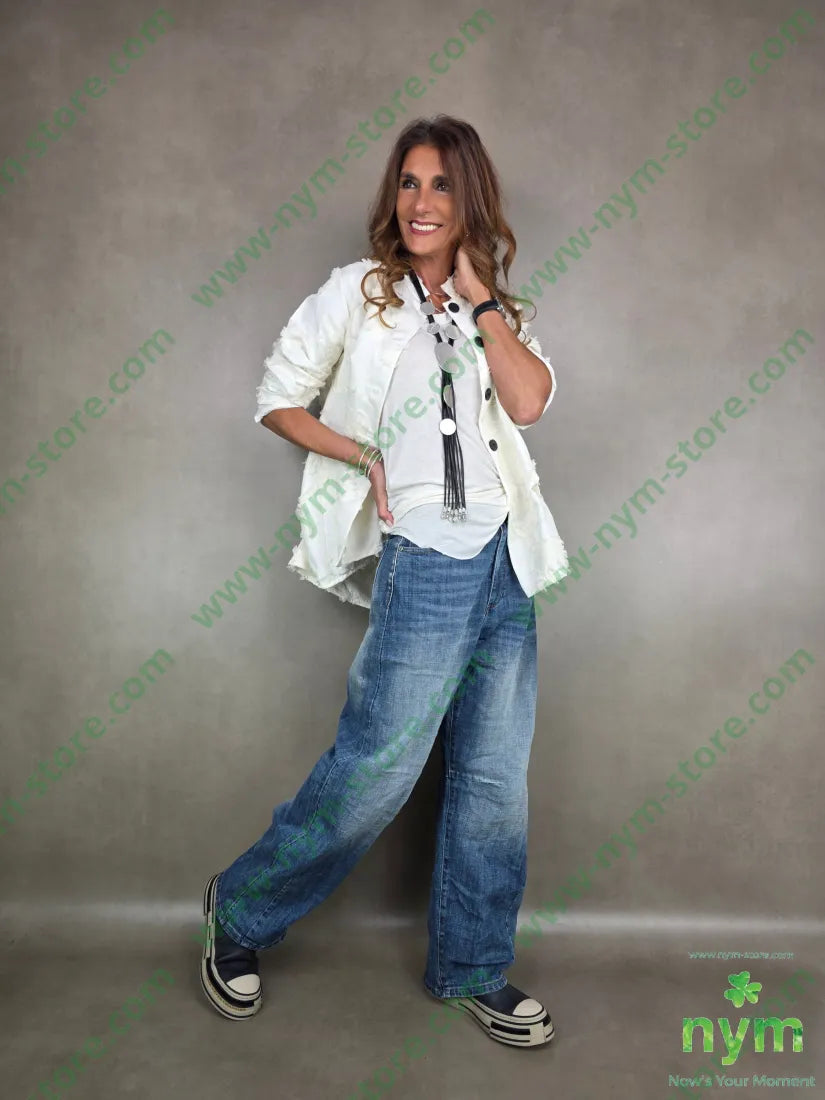 jeans largo semi stropicciato 98co2ea PANTALONE