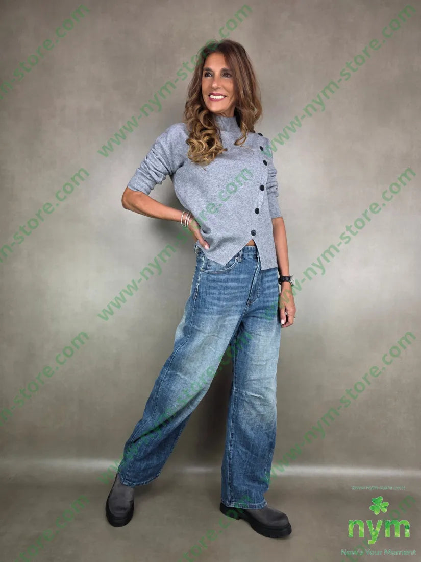 jeans largo semi stropicciato 98co2ea PANTALONE