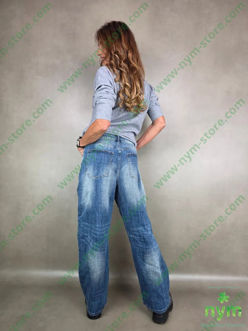 jeans largo semi stropicciato 98co2ea PANTALONE