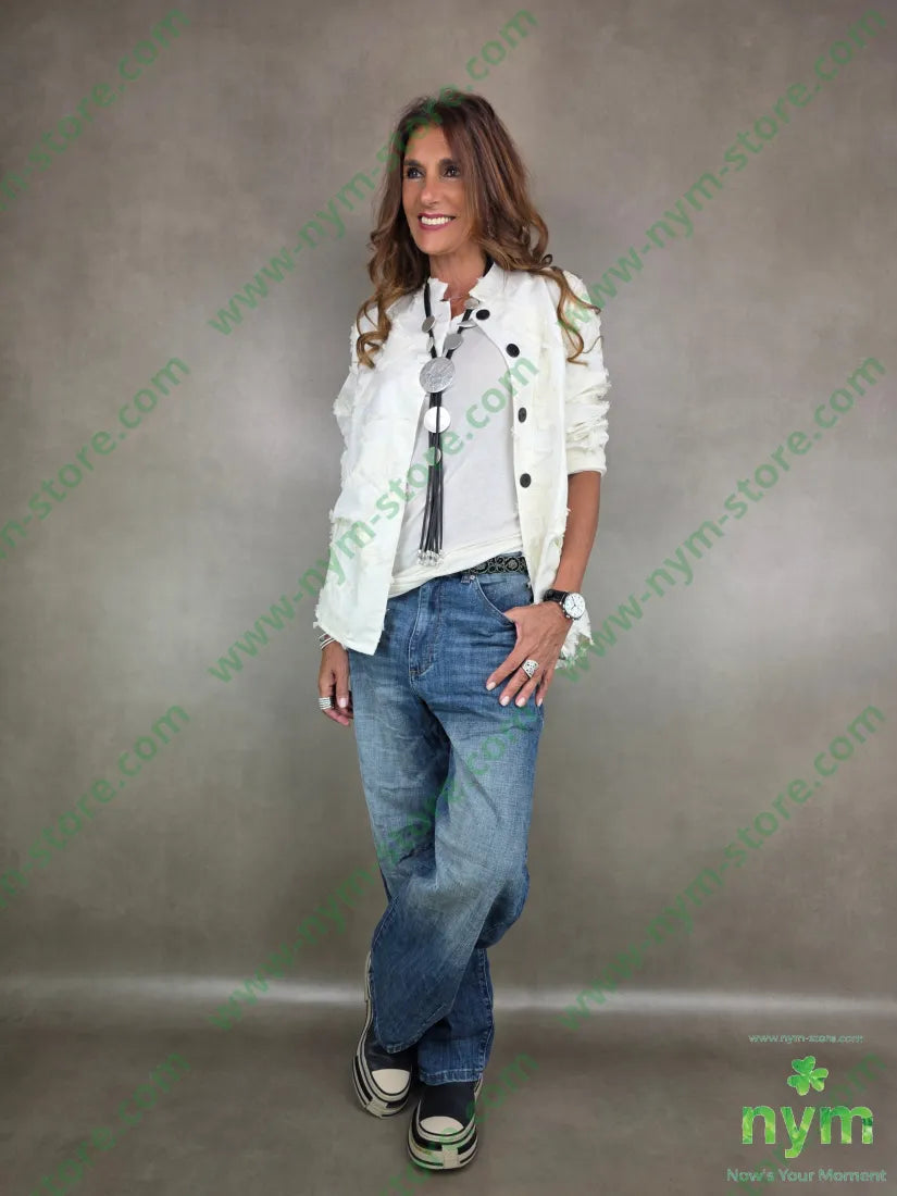 jeans largo semi stropicciato 98co2ea PANTALONE