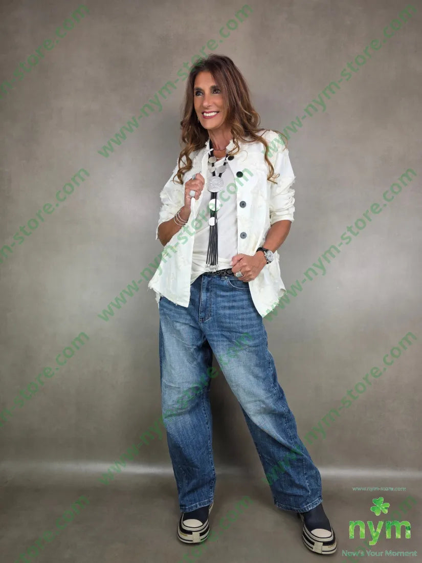 jeans largo semi stropicciato 98co2ea PANTALONE