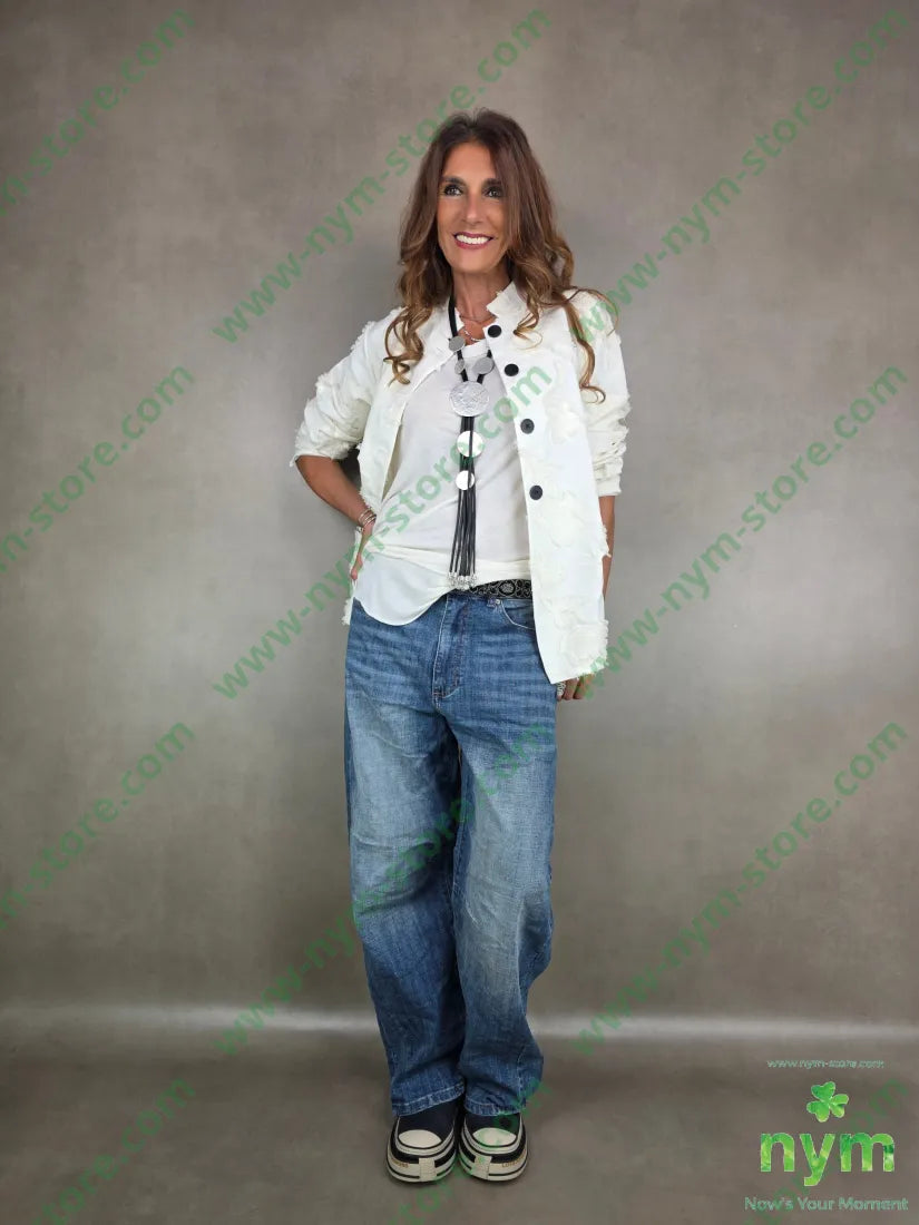 jeans largo semi stropicciato 98co2ea PANTALONE