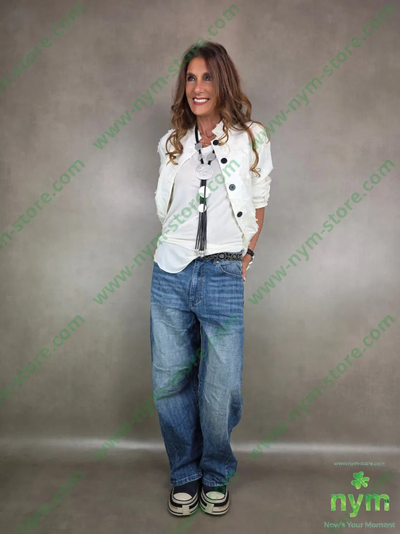 jeans largo semi stropicciato 98co2ea PANTALONE