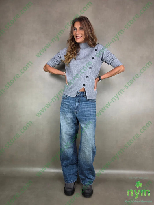 jeans largo semi stropicciato 98co2ea PANTALONE