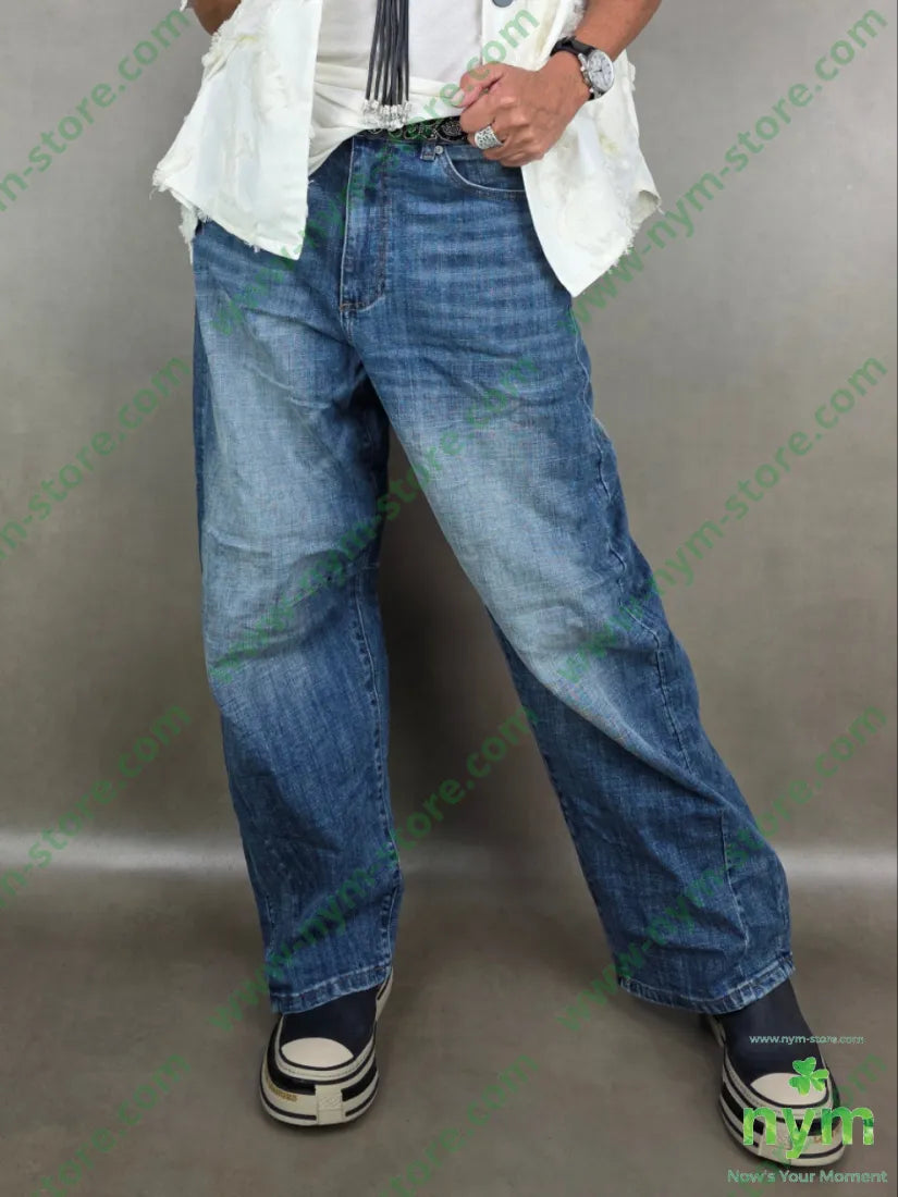 jeans largo semi stropicciato 98co2ea S / DENIM / AI25 PANTALONE