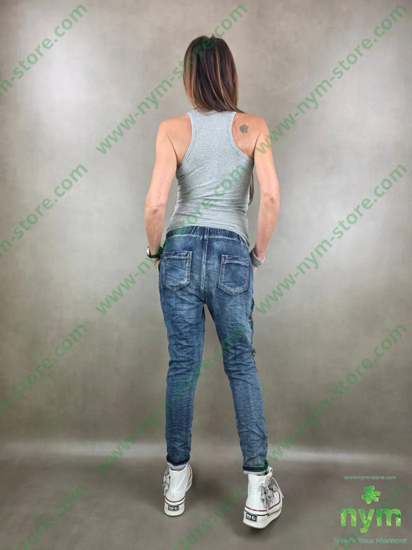 jeans ricamato lato 83co18pl7ea PANTALONE