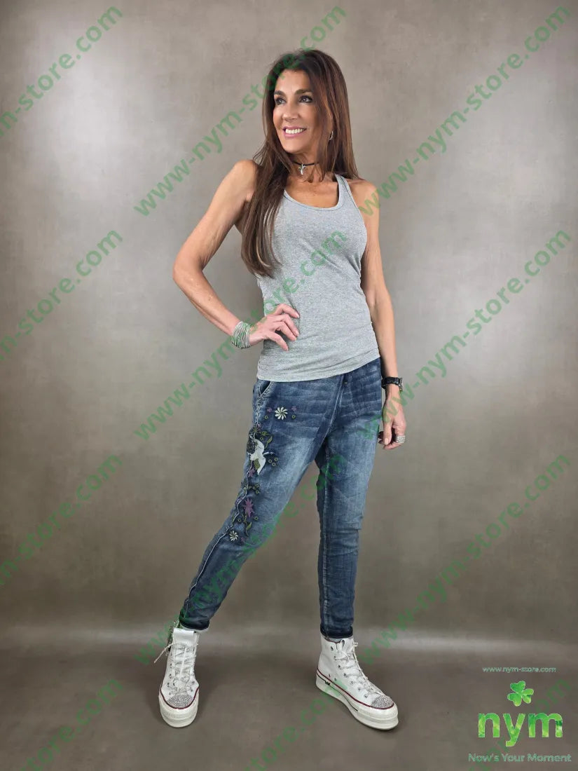 jeans ricamato lato 83co18pl7ea PANTALONE