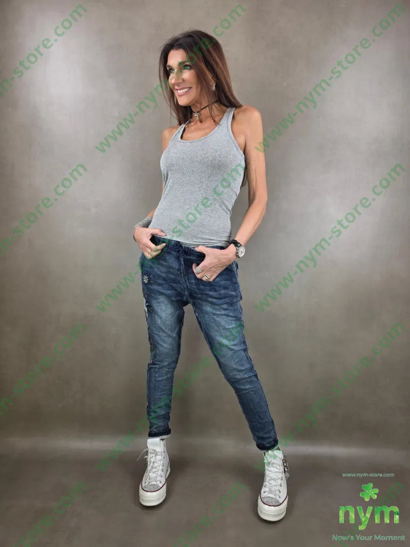 jeans ricamato lato 83co18pl7ea PANTALONE