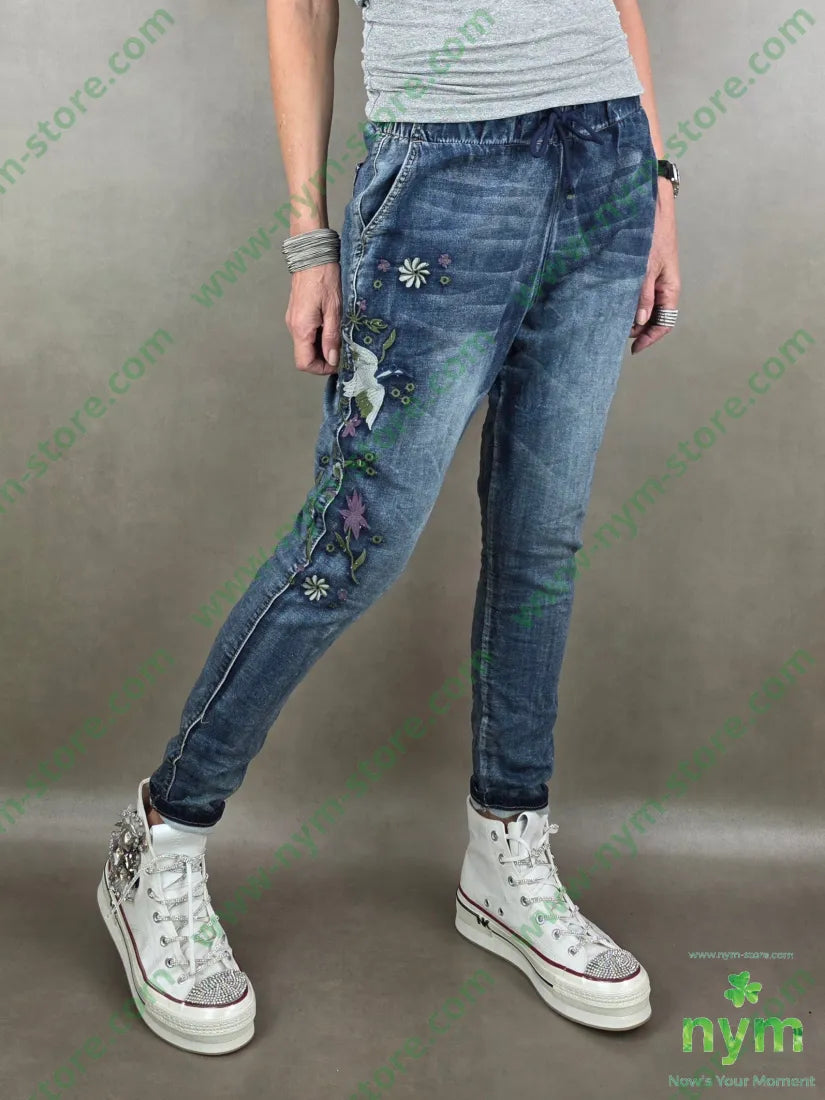 jeans ricamato lato 83co18pl7ea S / DENIM / PE26 PANTALONE