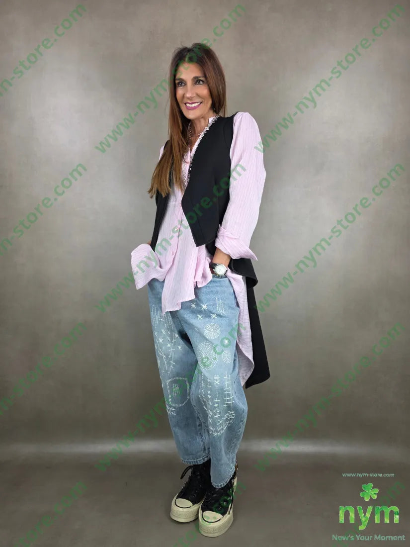 jeans ricami afro 100co U / DENIM / PE26 PANTALONE