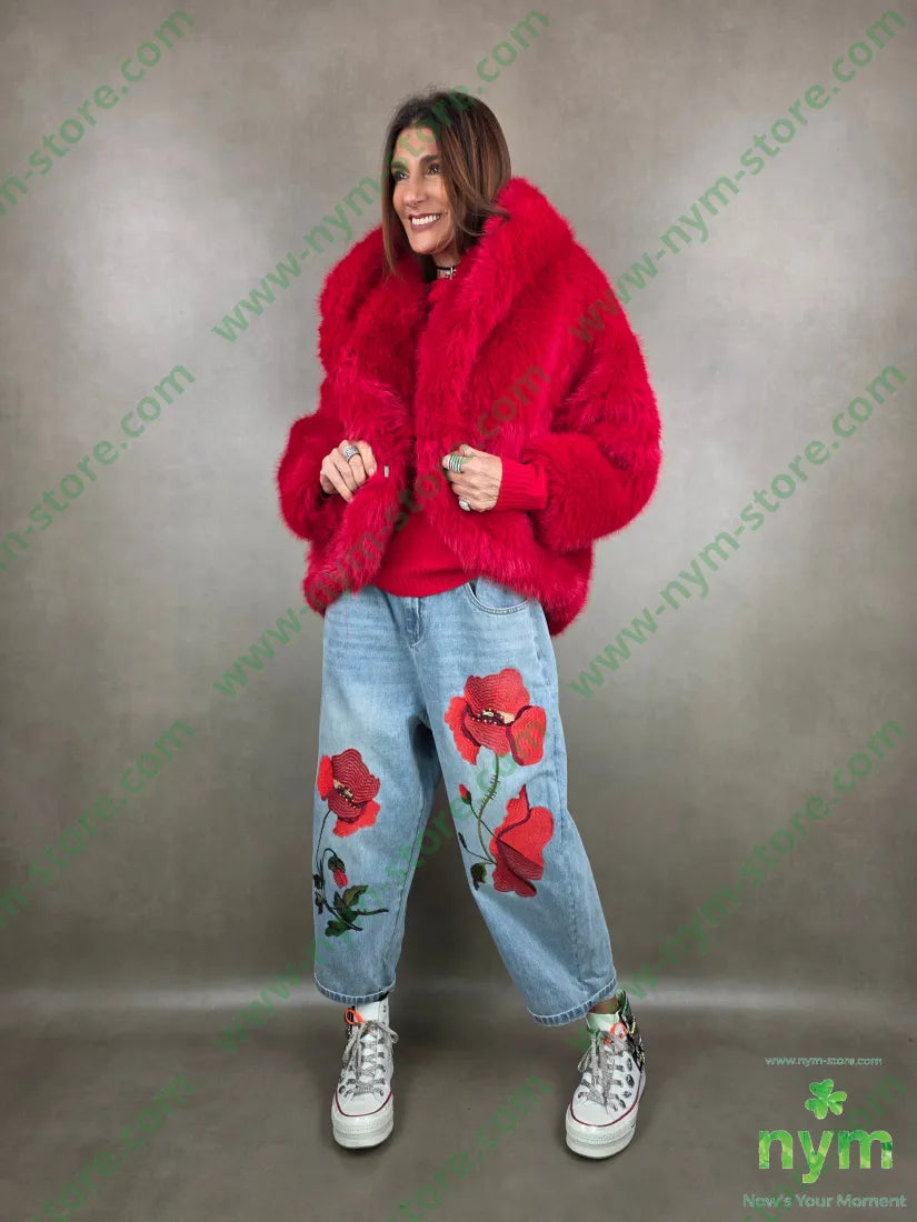 jeans ricami fiori 100co U / DENIM / PE26 PANTALONE