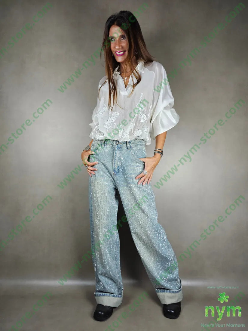 jeans strass 100co PANTALONE