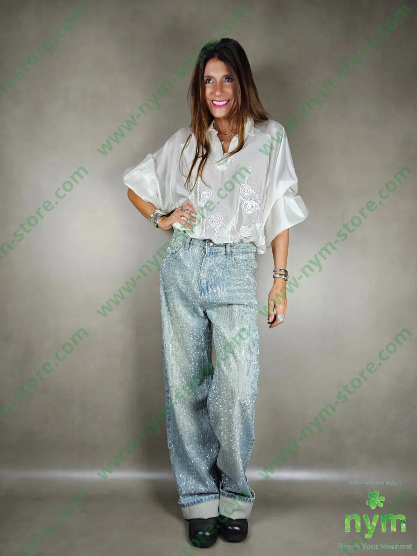jeans strass 100co PANTALONE