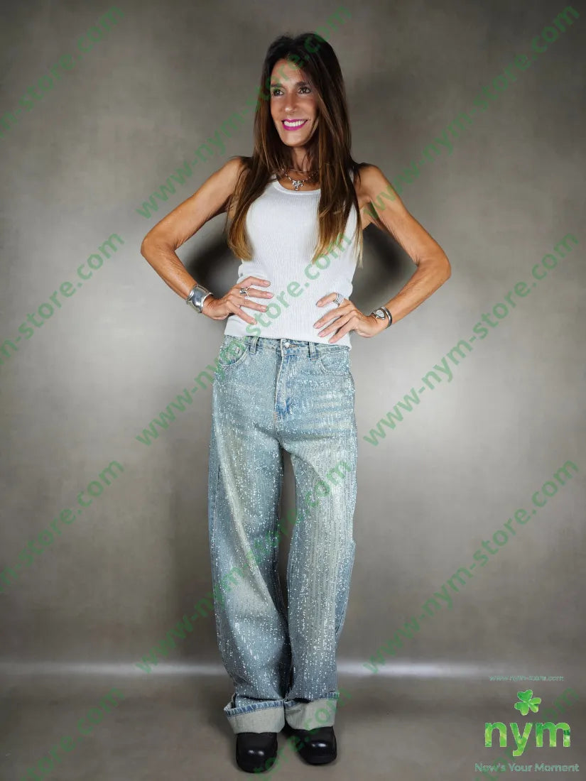 jeans strass 100co PANTALONE