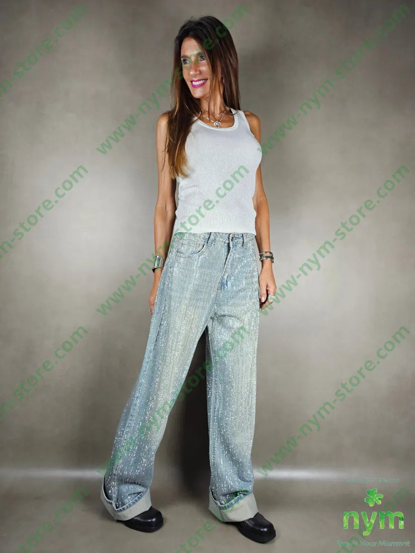 jeans strass 100co PANTALONE