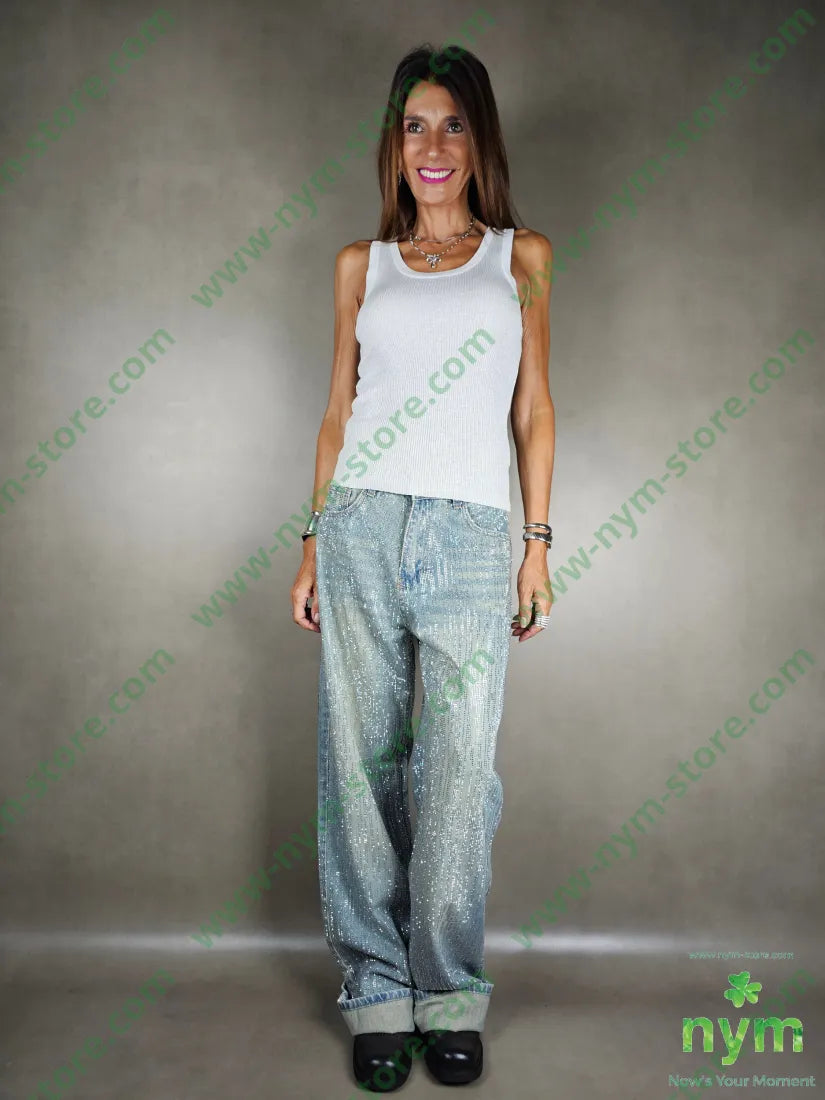 jeans strass 100co PANTALONE