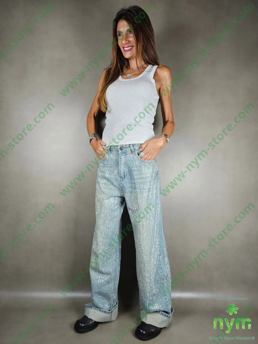 jeans strass 100co PANTALONE
