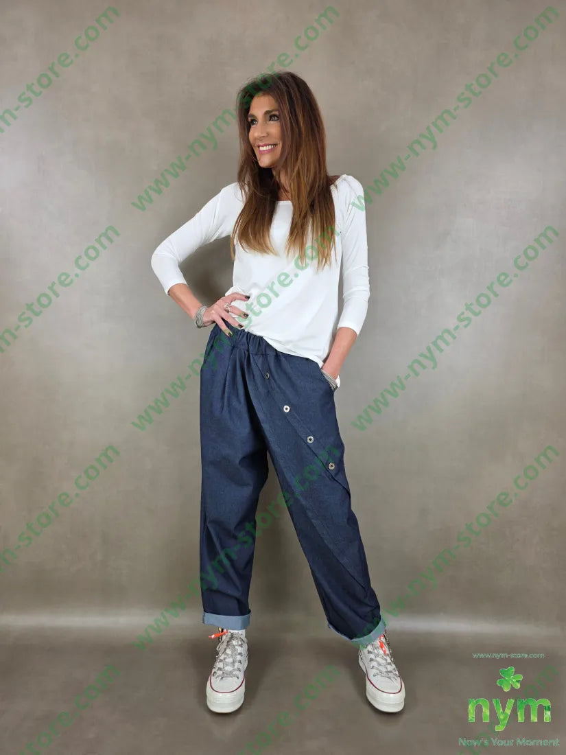 jeans superelasticizzato con bottoni metallo 75co23pl2ea U / DENIM / PE26 PANTALONE