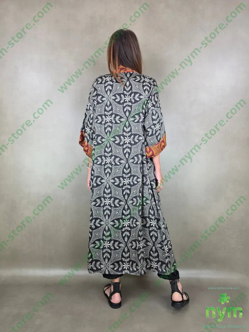kimono bicolor in viscosa 100vi - U / NERO / PE26 - CARDIGAN