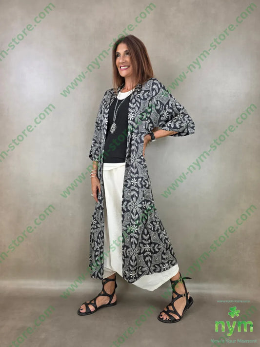 kimono bicolor in viscosa 100vi - U / NERO F / PE26 - CARDIGAN