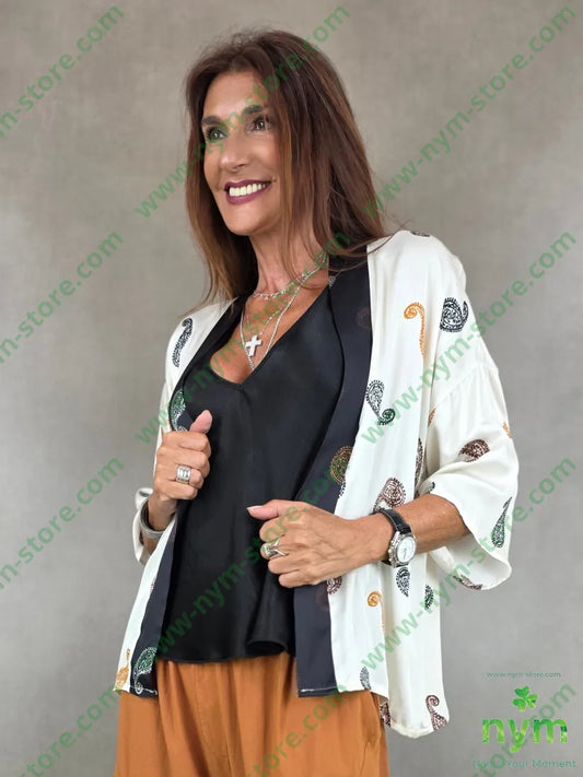 kimono corto fantasia 100vi - U / PANNA / PE26 - CARDIGAN