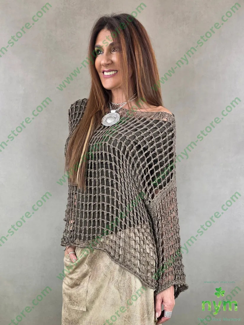maglia a rete quadrottina 100ac - U / MARRONE / PE26 - MAGLIA