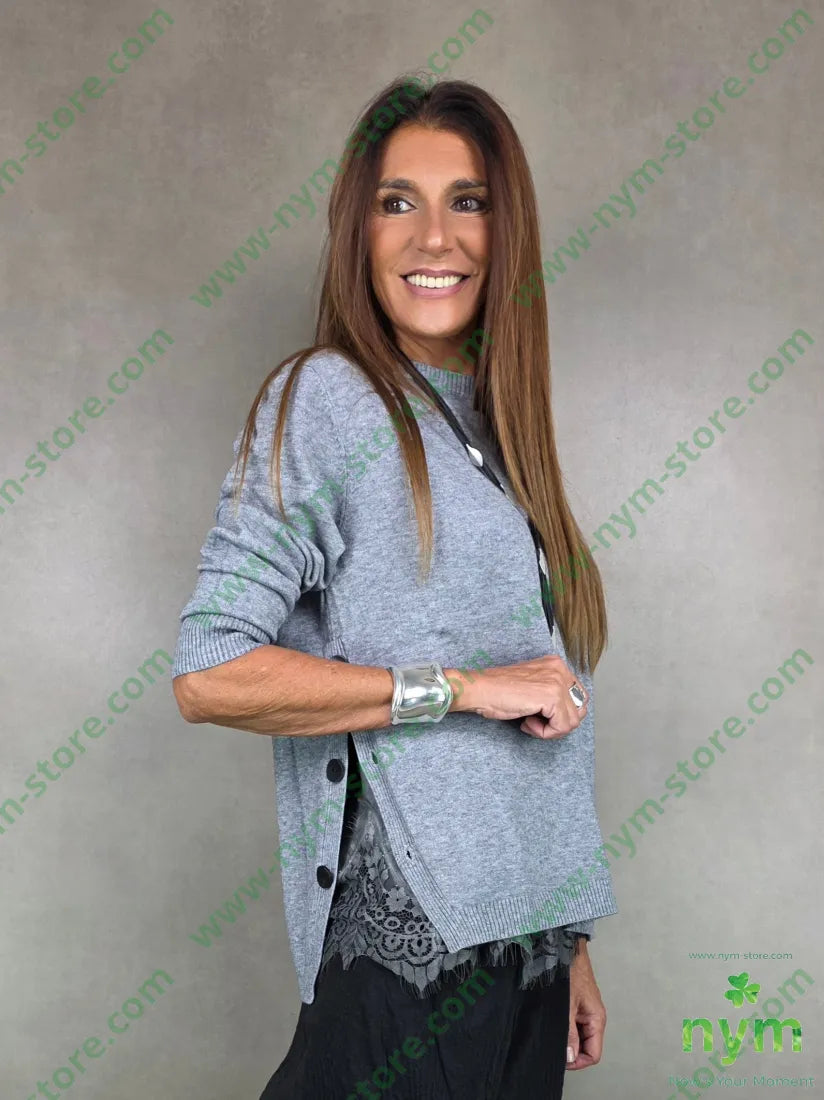 maglia abbottonata lateralmente 50vi30pa20pl U / GRIGIO C. / AI25 MAGLIA