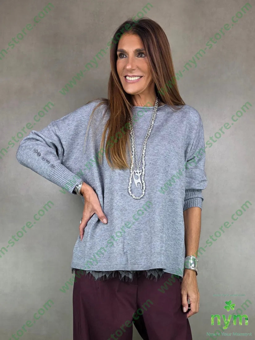 maglia ampia bottoni polso 50vi30pa20pl U / GRIGIO C. / AI25 MAGLIA