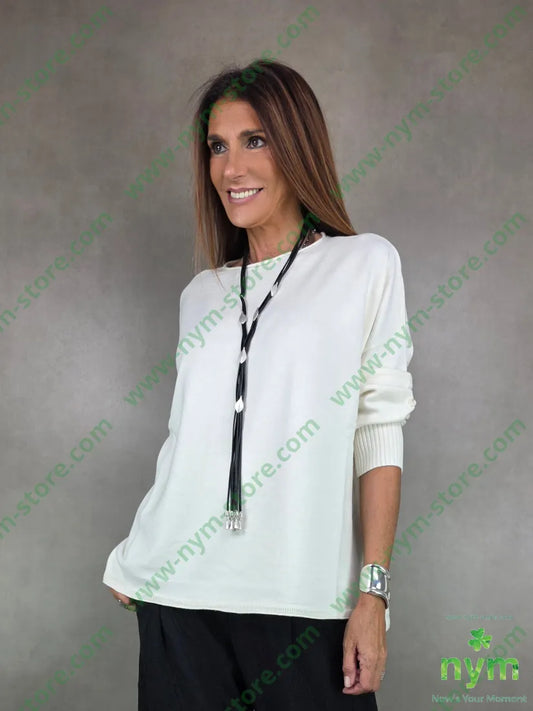 maglia ampia bottoni polso 50vi30pa20pl U / PANNA / AI25 MAGLIA