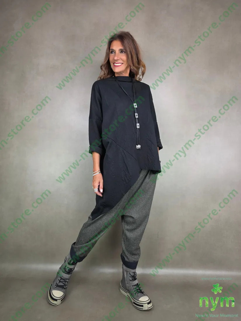 maglia asimmetrica tessuto a maglia 53pl46co1ea U / NERO / AI25 MAGLIA