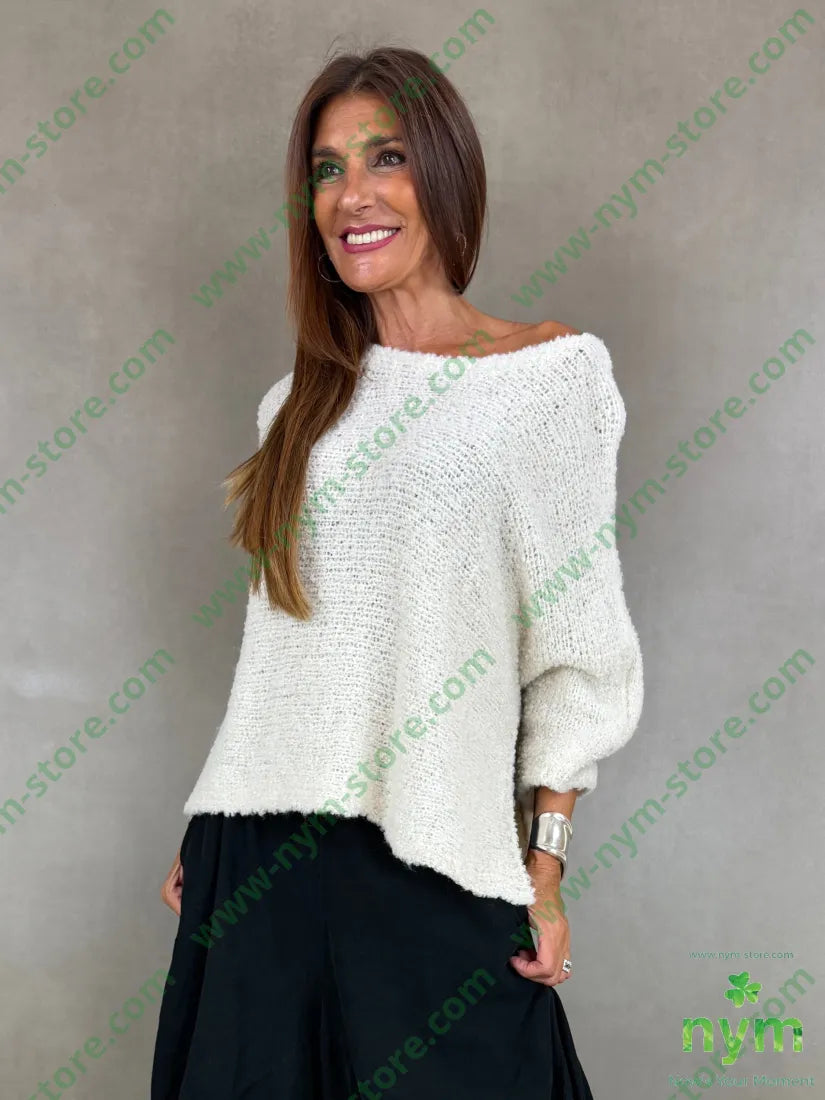 maglia boucle due spacchi 65ac17pa9vi7wo - U / PANNA / AI26 - MAGLIA