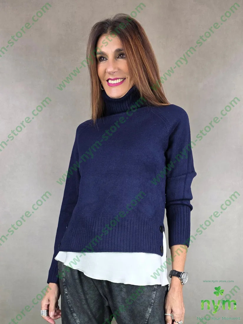 maglia collo alto corta 50vi30pa20pl U / BLU / AI25 MAGLIA