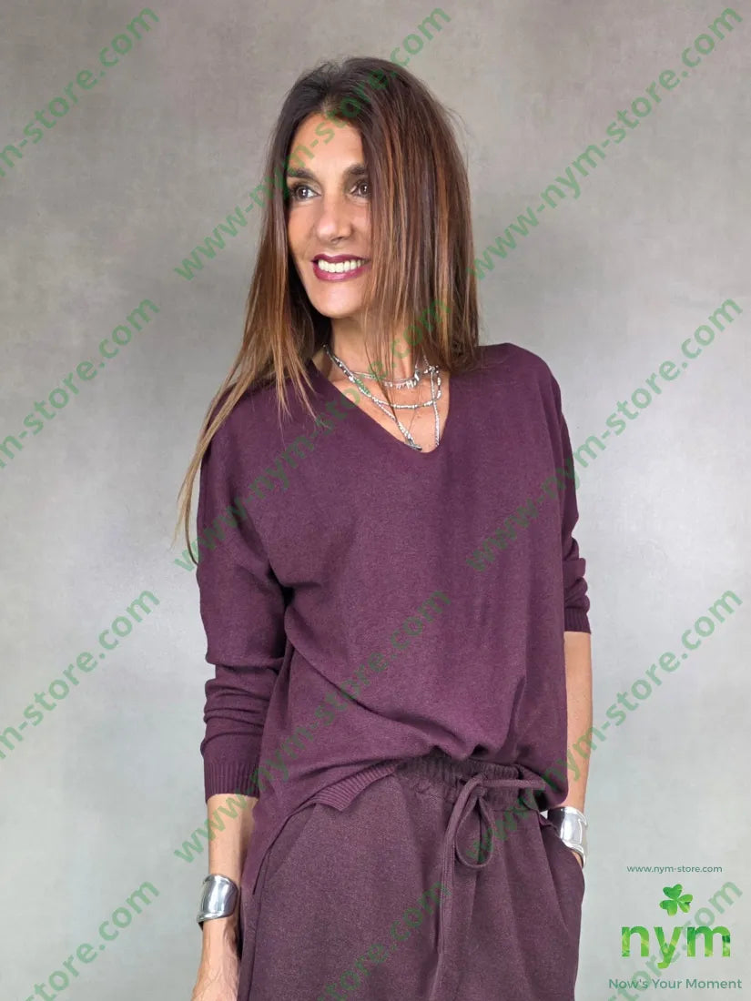 maglia con lo scollo a v 50vi27pl23pa U / BORDO / AI25 MAGLIA