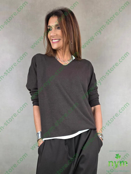 maglia con lo scollo a v 50vi27pl23pa U / MARRONE / AI25 MAGLIA