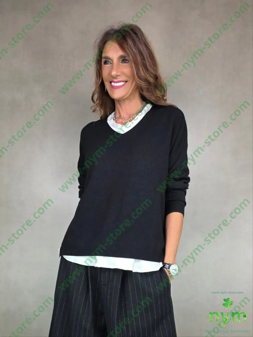 maglia con lo scollo a v 50vi27pl23pa U / NERO / AI25 MAGLIA