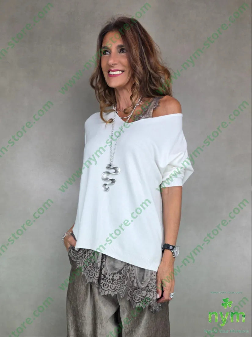 maglia con lo scollo a v 50vi27pl23pa U / PANNA / AI25 MAGLIA