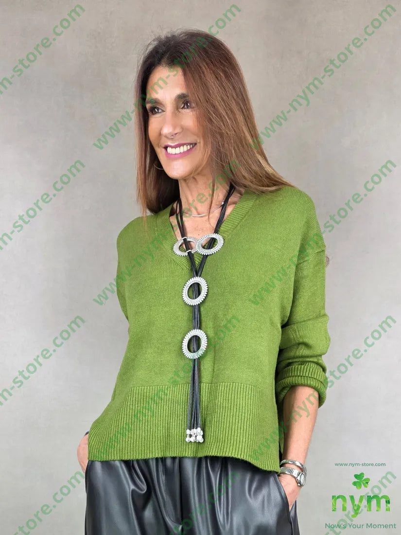 maglia corta bordi costina 50vi30pa20pl U / VERDE / AI25 MAGLIA