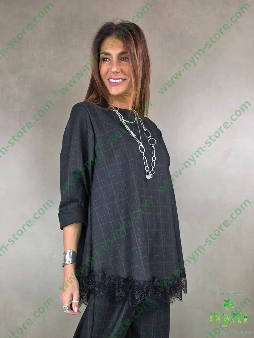 maglia fantasia con quadri 80pl15vi5ea U / ANTRACITE / AI25 MAGLIA